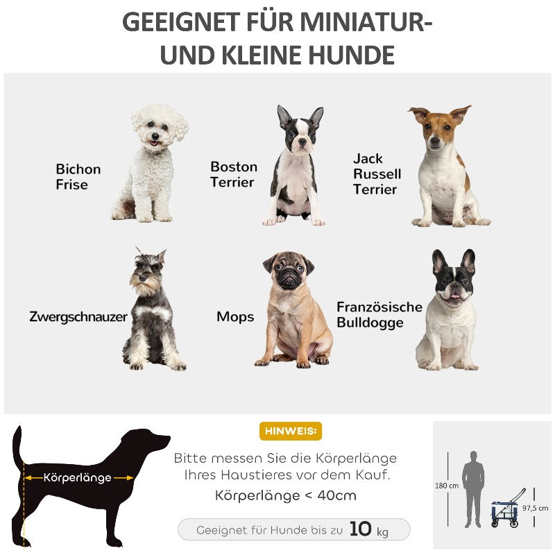 2-in-1 Wandelwagen – Draagmand – Hondenwagen – Dierenbuggy – Huisdierwagen – Metalen Frame – Afneembare Draagmand