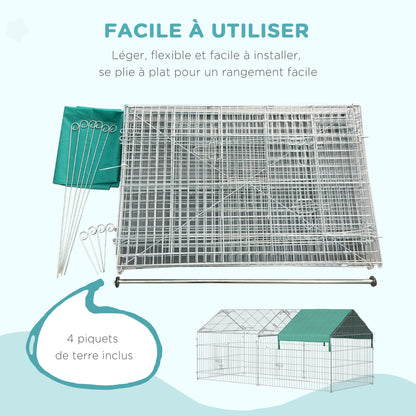 Dierenkooi – Kleine Dierenkooi – Dierenren – Konijnenkooi – Buitenren – Gegalvaniseerd Metaal – 220x103x103 cm – Inclusief 4 Grondpennen