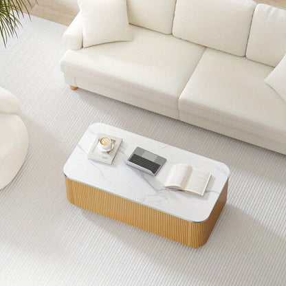 Salontafel – Koffietafel – Bijzettafel – Woonkamertafel – Sidetable – Mid-Century Modern – Hardhouten Materiaal – Met Verborgen Opbergruimte 100 cm
