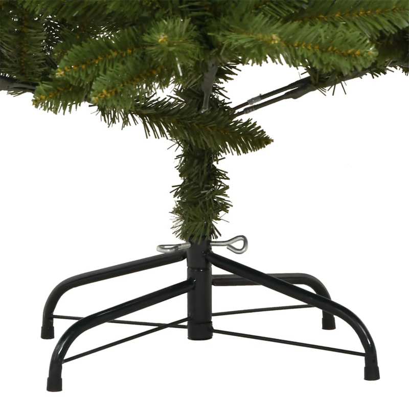 210cm Green Foldable Artificial Christmas Tree with Hinges and Stand - Full, Realistic Look, Easy Assembly, Space-Saving Design for Home, Office, Hotel, Restaurant - Heavy Base, No Needed, Lightweight & Sturdy Construction -