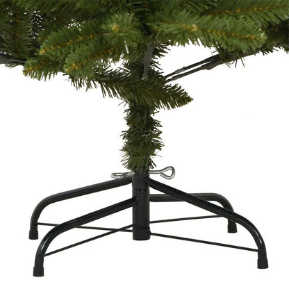 210cm Green Foldable Artificial Christmas Tree with Hinges and Stand - Full, Realistic Look, Easy Assembly, Space-Saving Design for Home, Office, Hotel, Restaurant - Heavy Base, No Needed, Lightweight & Sturdy Construction -