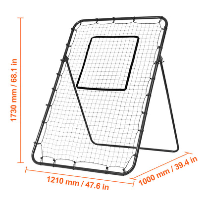 Honkbalnet – Reboundernet – Oefennet – Slagnet – Pitching Net – Verstelbare Hoeken – Stevig Stalen Frame – 120x180 cm
