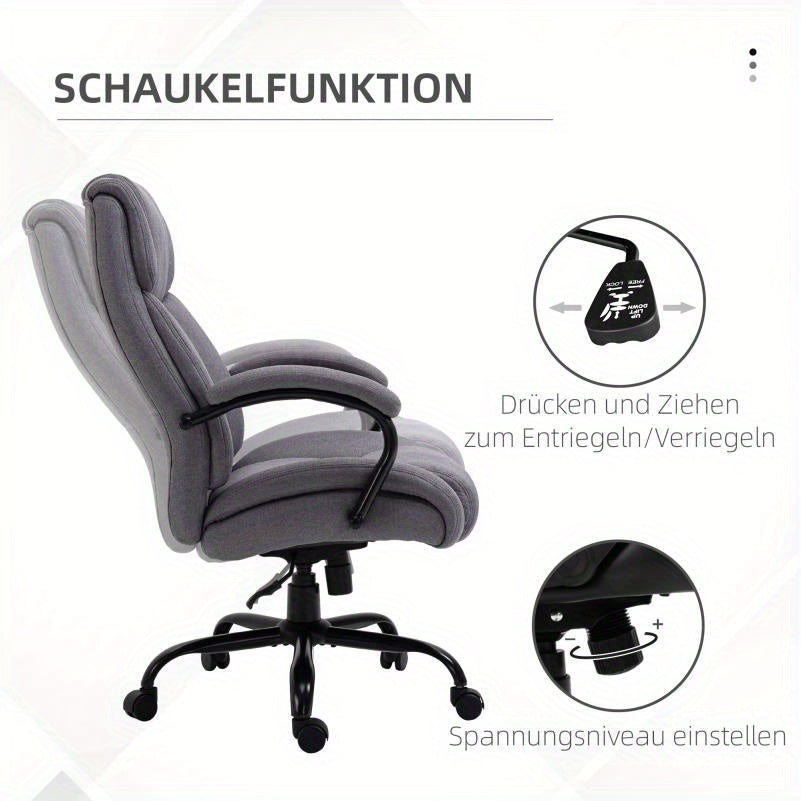 Ergonomische Bureaustoel – Comfortabele Kantoorstoel – Draaistoel – Bureaustoel Met Armleuningen – Zware Last Stoel – 220 kg Draagkracht – Aluminium Frame