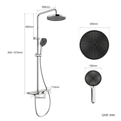 Doucheset – Douchegarnituur – Regendouche – Douchekop – Handdouche – Watervaluitlaat – 400mm Opbergbak – Chrome Afwerking