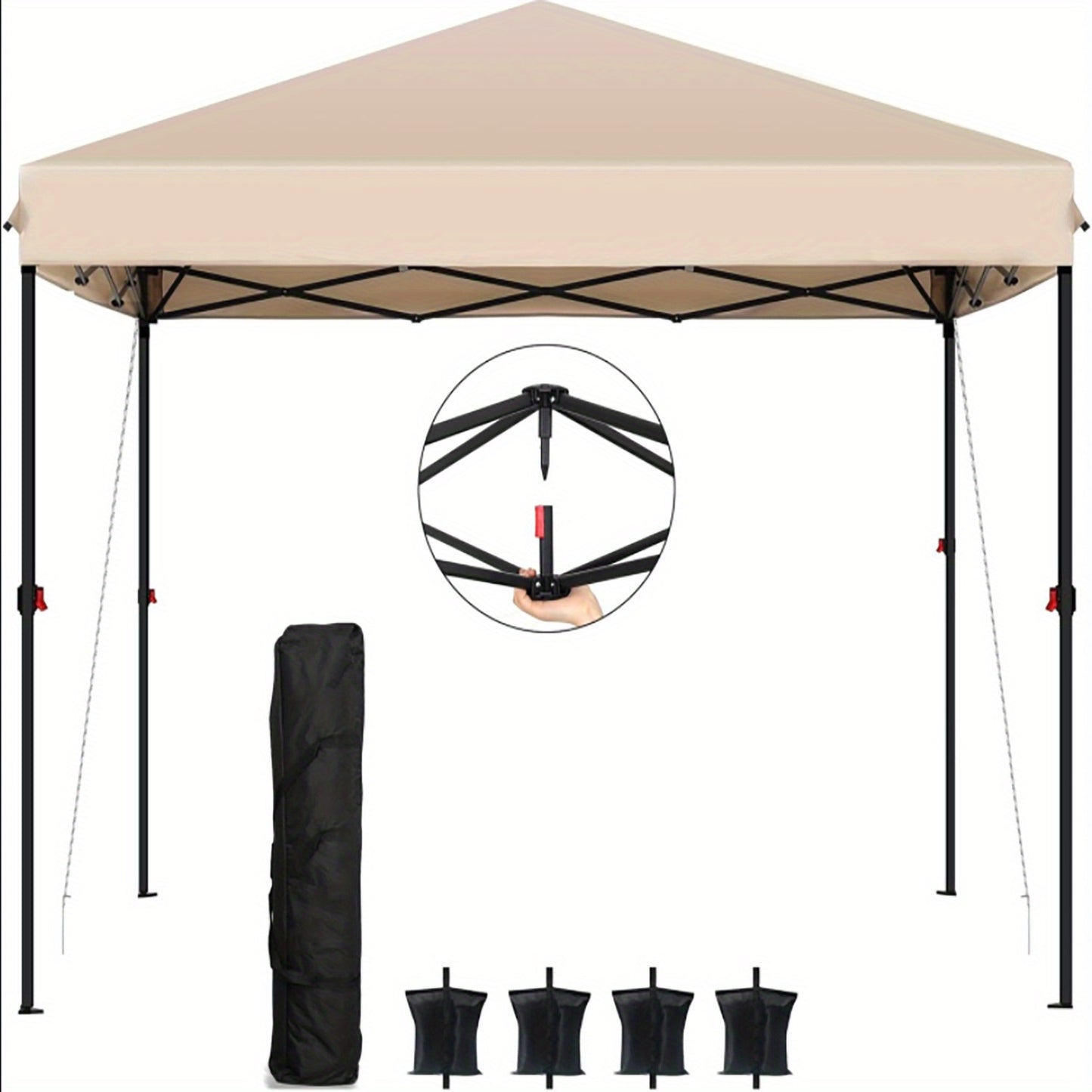 Vouwtent – Partytent – Schaduwdoek – Opvouwbare Tent – Tuinent – 3x3 Meter – Stevig Frame Met Dikke Buizen – Weerbestendig Doek – Khaki