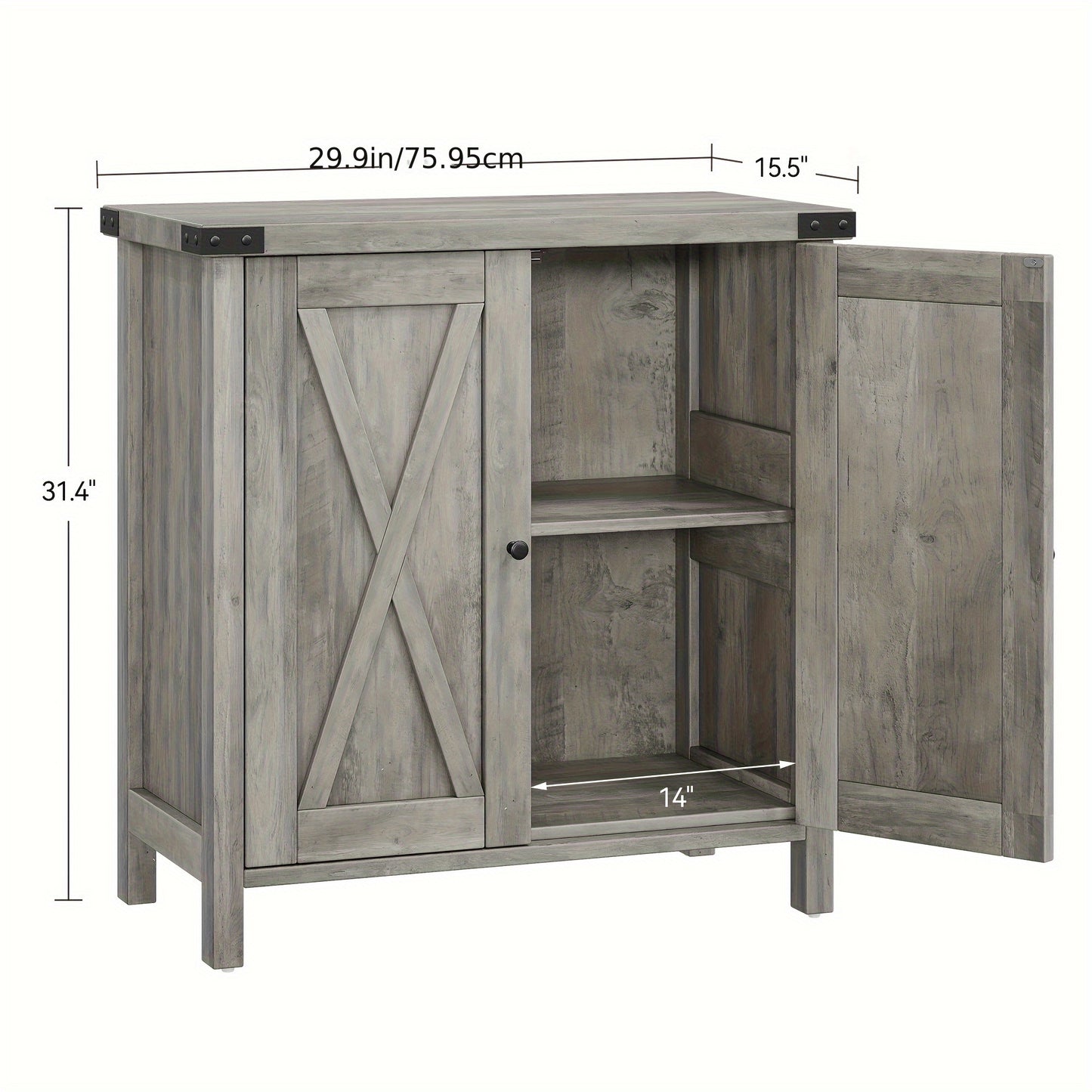Buffetkast – Buffetkastje – Dressoir – Opbergkast – Kastje – Grijs – Massief Hout & Metaal – Verstelbare Plank – Vrijstaand – Industrieel Vintage Design