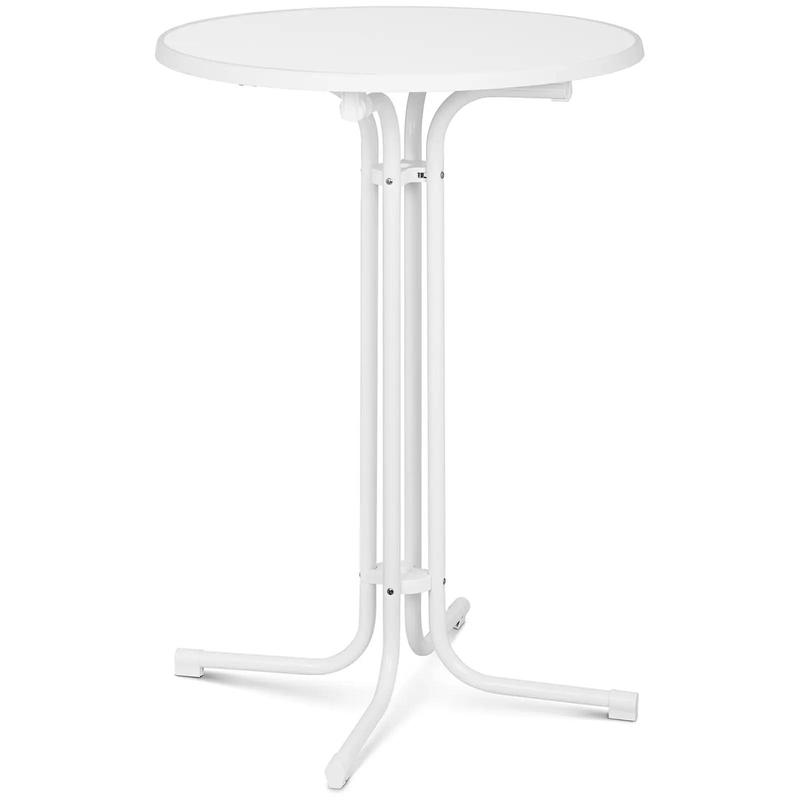 Round high foldable bar table, diameter 80 cm, height 110 cm, white