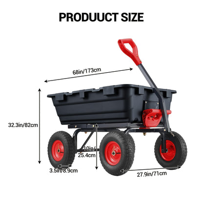 Tuinkar – Kruiwagen – Transportkar – Tuinwagen – Landbouwkar – Draagvermogen 362,87 kg – 180° Draaibare Handgreep – 10-Inch All-Terrain Banden – Stalen Frame – Kunststof Laadbak – Handmatig Gebruik