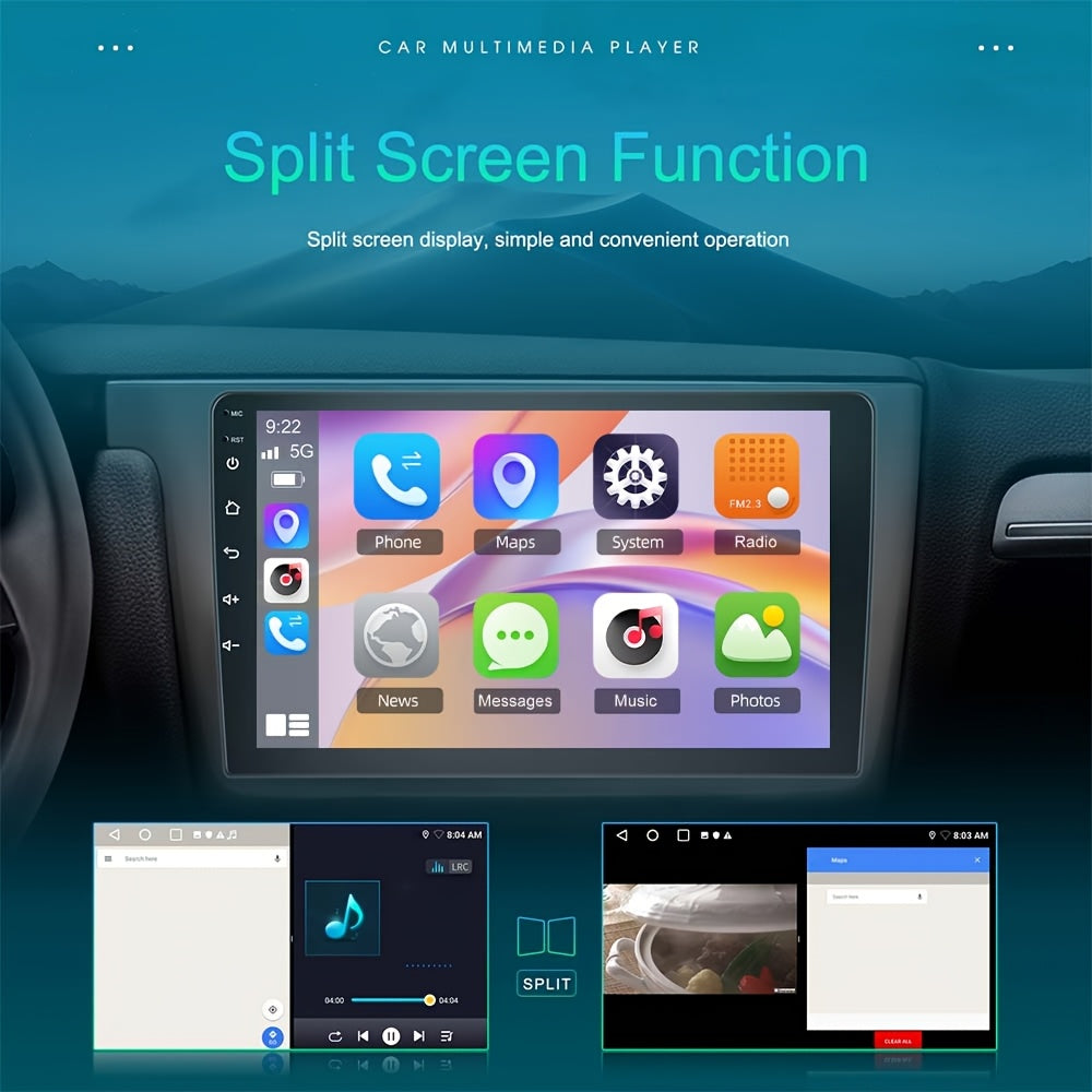9-inch Android Autoradio – Multimedia Systeem – Navigatie Radio – Touchscreen Car Audio – Wifi Connectiviteit – Draadloze CarPlay – Offline GPS Navigatie