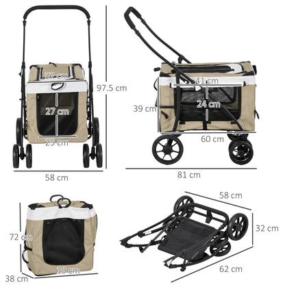 Dierenwagen – Hondenbuggy – Huisdierenwagen – Wandelwagen – Kattenbuggy – Opvouwbaar – Met Rem – 600D Oxford Stof – Max 10 kg
