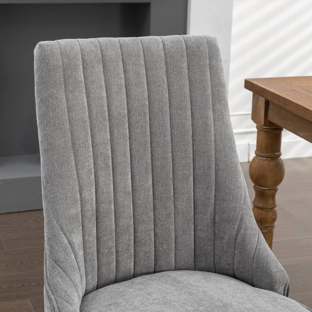 Eetkamerstoelen – Stoelen – Kuipstoelen – Eetkamerstoelen Set – Keukenstoelen – Grijze Bekleding – Massief Houten Poten – Comfortabele Gewatteerde Zitting