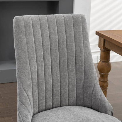 Eetkamerstoelen – Stoelen – Kuipstoelen – Eetkamerstoelen Set – Keukenstoelen – Grijze Bekleding – Massief Houten Poten – Comfortabele Gewatteerde Zitting