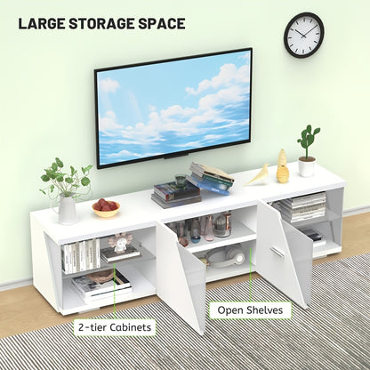 150cm Modern TV Cabinet Stand | White LED Light Entertainment Unit Cupboard with Storage, Suitable for 32-65 Inch TVs, Powered, Assembly Required, Brand: Oyajia