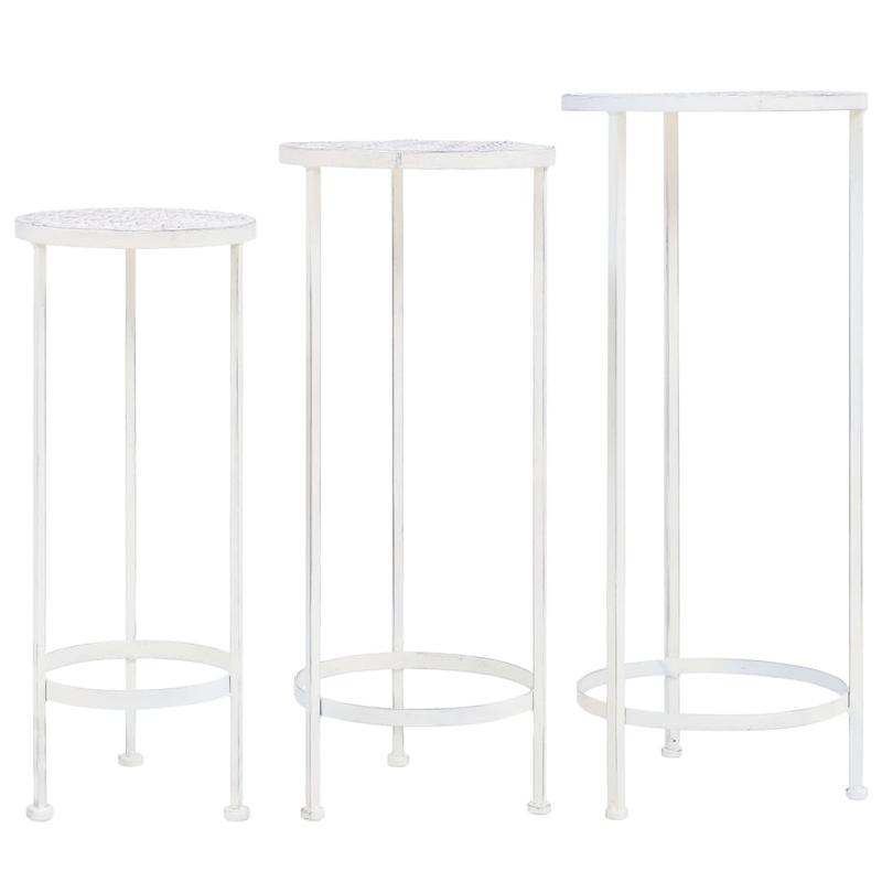 3-Delige Plantenstandaardset Vintage Stijl Metaal Antiekwit