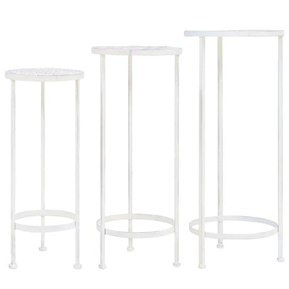 3-Delige Plantenstandaardset Vintage Stijl Metaal Antiekwit