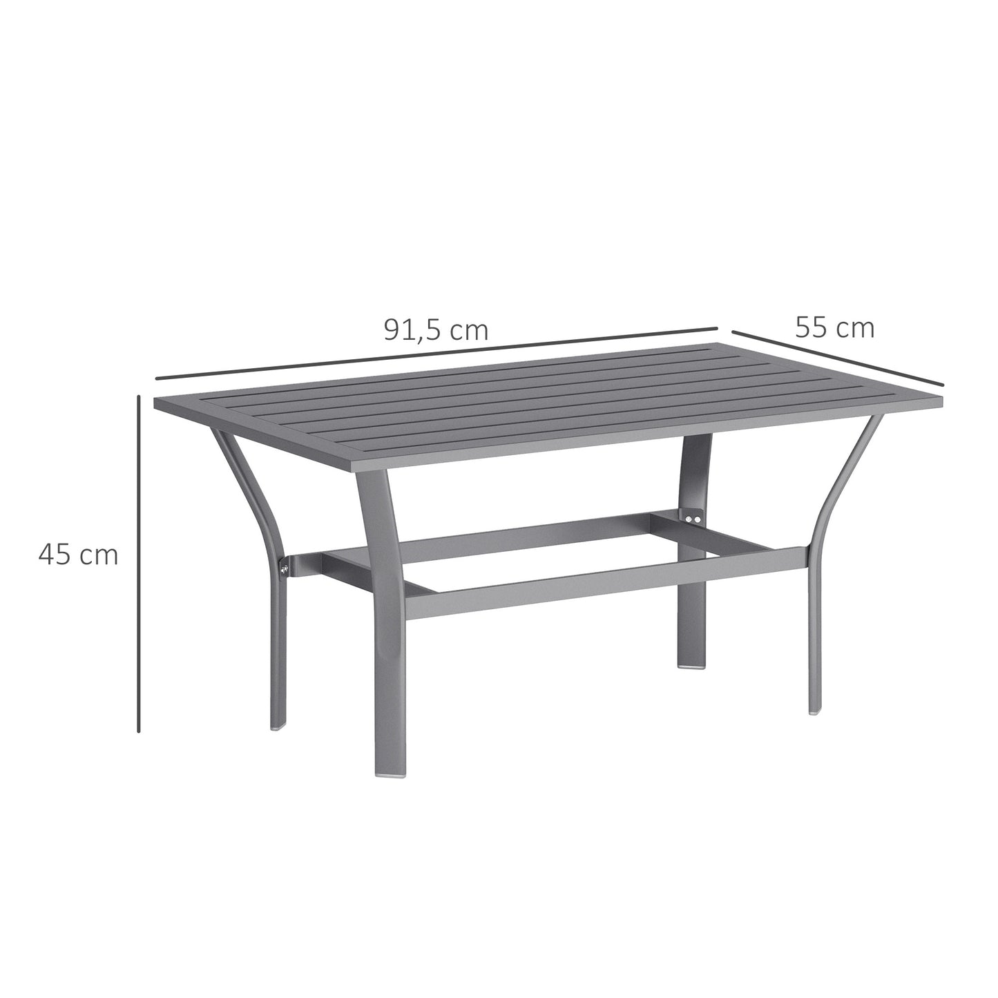 Metalen Bijzettafel – Buiten Tafel – Balkon Tafel – Coffee Table – Tuin Tafel – Donkergrijs – Weerbestendig – 91,5 x 55 x 45 cm