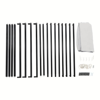 Pasmhokje – Paskamer – Kleedkamer – Pasruimte – Mobiele Paskamer – Stevig Metalen Frame – Machinewasbare Linnen Stof – Ruime Afmetingen 100x100x200 cm – Compact & Vrijstaand Grijs