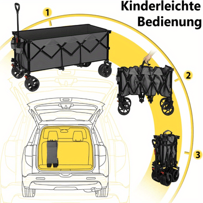 Steekwagen – Handkar – Transportkar – Transportwagen – Opvouwbare kar – Draagvermogen 200 kg – Extra brede rubberen banden 17 x 10 cm – Blauw-grijs