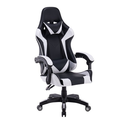 Gamingstoel – Gamestoel – Gaming Chair – Game Stoel – Bureaustoel – Ergonomisch Met Verstelbare Nek- En Lendenkussens – Rugleuning Tot 180° Wit