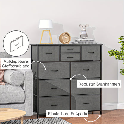 Ladeblok – Ladekast – Opbergkast – Rolcontainer – Archiefkast – Zwart Staal – 10 Lades – Compact & Gemakkelijk Te Monteren