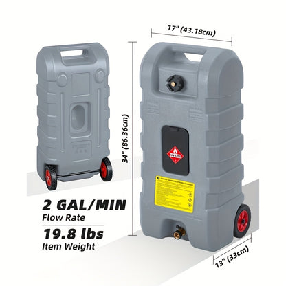 Brandstoftank – Benzinetank – Dieselcontainer – Brandstofcontainer – Mobiele Tank – 56,78 Liter Inhoud – Stevige Wielen Met Siphonpomp – Grijs