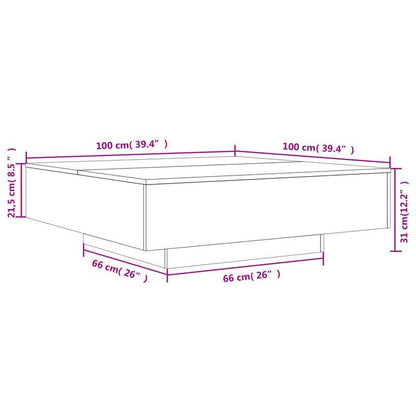 Salontafel – Koffietafel – Woonkamertafel – Bijzettafel – Tafel – Sonoma Eiken – MDF Hardhout Afwerking – 100x100x31 cm