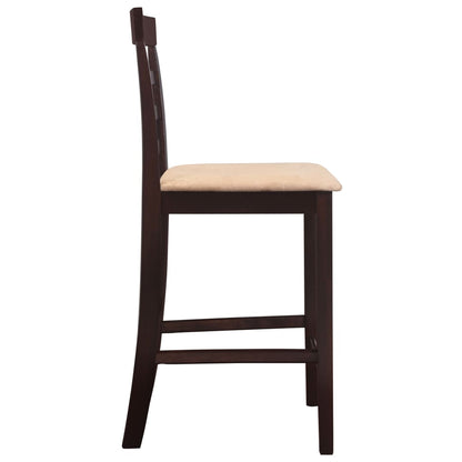 Eettafelset – Eettafel Met Stoelen – Dinerset – Keukenmeubel – Tafel Met Stoelen – Compact Formaat – Rubberhout & Beklede Zitting – Warme Bruintinten