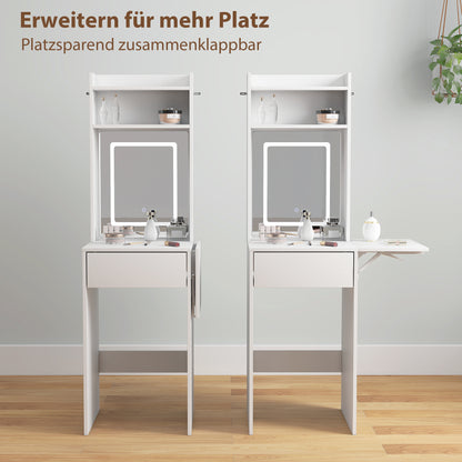 Make-up Tafel – Kaptafel – Make-up Bureau – Schminktafel – Vanity Tafel – Compact Ontwerp – LED-verlichting Met Spiegel
