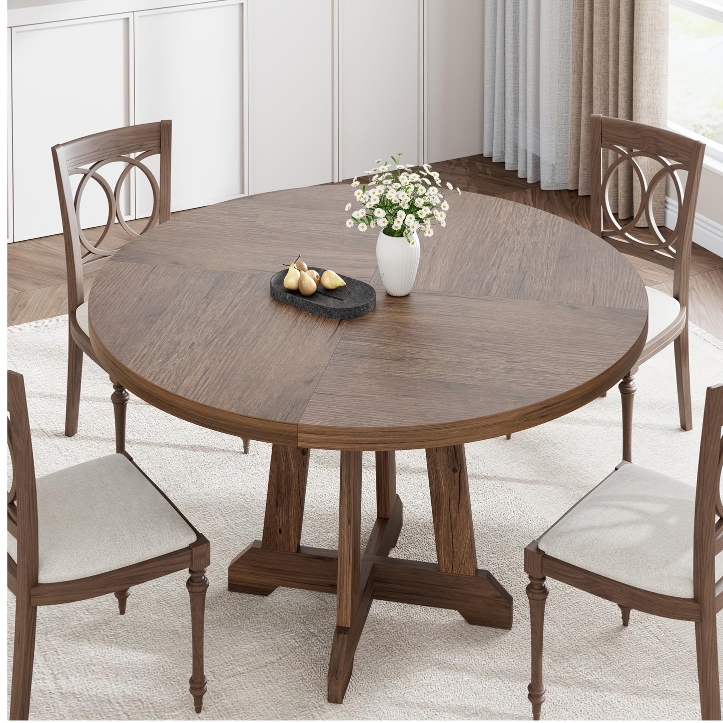 Ronde Eettafel – Houten Tafel – Eetkamertafel – Keukentafel – Dinertafel – Voor 4 Personen – Massief Hardhout – Diameter 119 cm