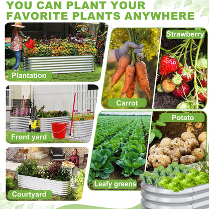 Verhoogde Plantenbak – Moestuinbak – Tuinbak – Kruidenbak – Bloembak – Ovaal 300x60x60 cm – Warmverzinkt Staal – Roestvrij Met Fijn Gaas