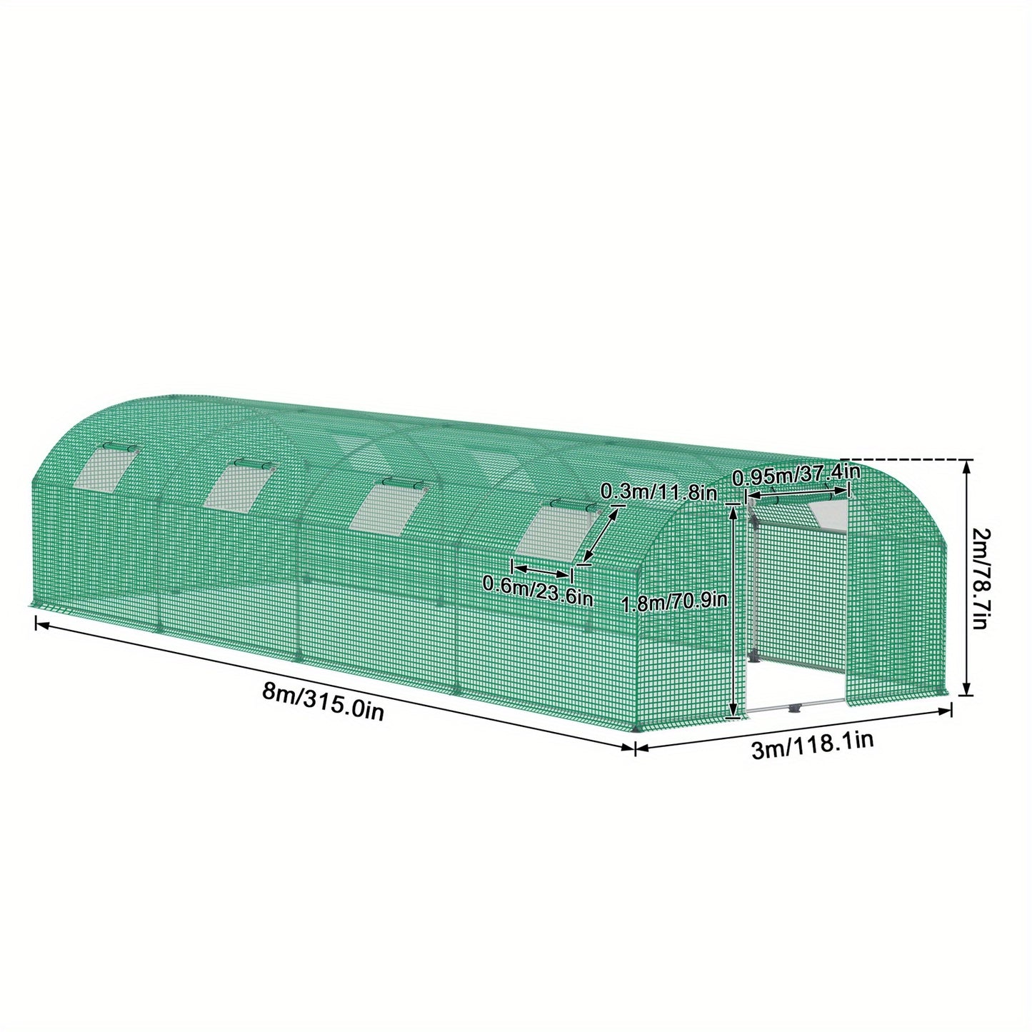 Kweektent – Kas – Tuinkas – Groentekas – Serre – 3 x 8 x 2 Meter – Gegalvaniseerd Stalen Frame – HDPE + LDPE Folie Met Ventilatieraam