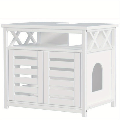 Kattenbakmeubel – Kattenkast – Kattenbakkast – Kattenhuis – Kattenbakombouw – Multifunctioneel 2-in-1 – Robuust Vochtbestendig Hout 65x45x60 cm