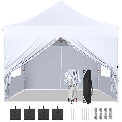 3.05x3.05meter Pop-Up Tent With 4 Removable Sidewalls, Awning With 4 Sandbags, UPF 50+, With Clear Windows, Pop-Up Canopy Tent, Easy To Set Up, With Carrying Storage Bag For Parties, Trade Shows, Sporting Events, Disaster Rel
