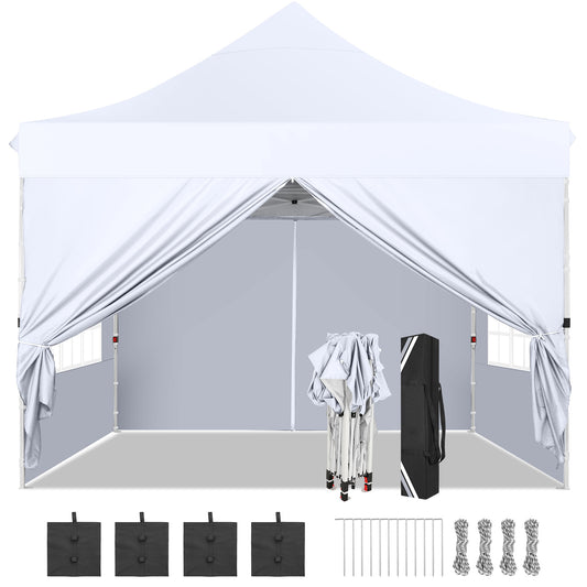 3.05x3.05meter Pop-Up Tent With 4 Removable Sidewalls, Awning With 4 Sandbags, UPF 50+, With Clear Windows, Pop-Up Canopy Tent, Easy To Set Up, With Carrying Storage Bag For Parties, Trade Shows, Sporting Events, Disaster Rel