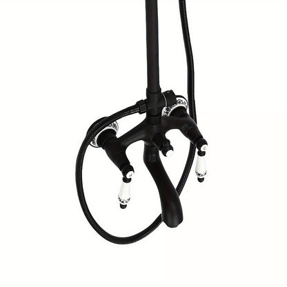 Regendoucheset – Doucheset – Douchekolom – Douchekraan – Douchesysteem – Zwart metalen design – Verstelbare hoogte 78-115 cm – Duurzame messing en RVS constructie