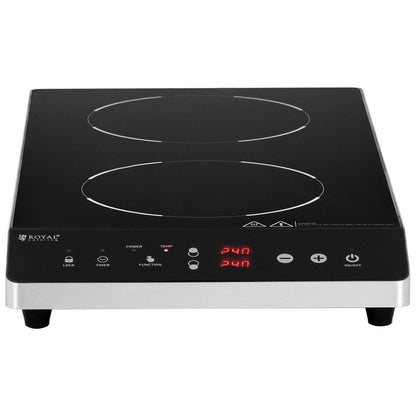 Inductiekookplaat – Inductieplaat – Elektrische Kookplaat – Inbouwkookplaat – Vrijstaande Kookplaat – 2 Kookzones 22 cm – 1800W Vermogen – LED Display