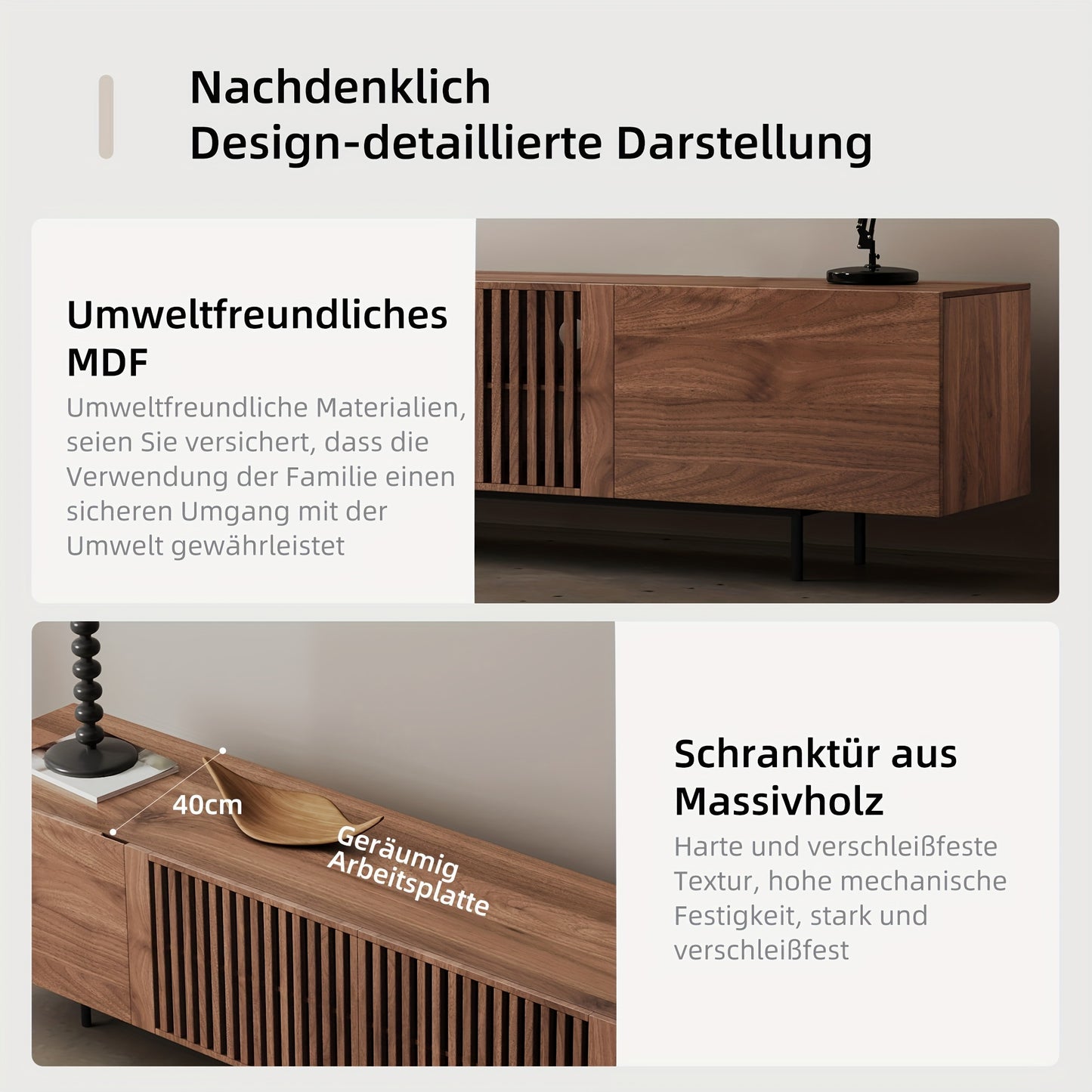 Tv Meubel – Tv Kast – Tv Lowboard – Tv Dressoir – Tv Cabinet – 240 cm Breed – Walnoot Houten Plank