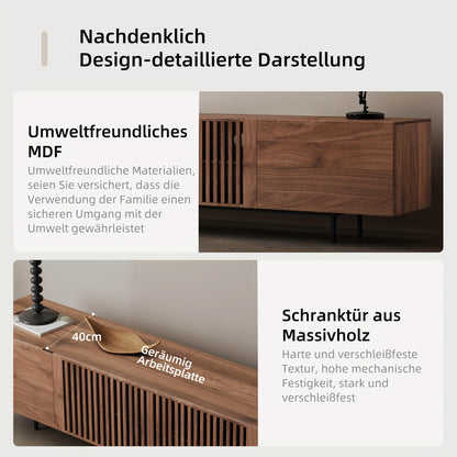 Tv Meubel – Tv Kast – Tv Lowboard – Tv Dressoir – Tv Cabinet – 240 cm Breed – Walnoot Houten Plank