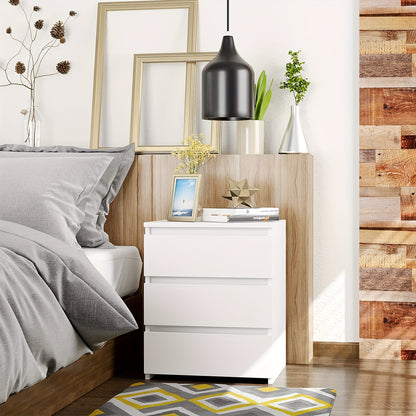 Nachtkastje – Nachtkastjes – Bedkastje – Bijzettafel – Opbergkast – Modern Scandinavisch – 3 Lades – Compact en Ruimtebesparend