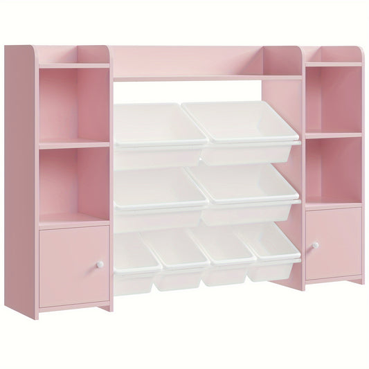 Witte Boekenkast – Boekplank – Opslagkast – Opbergkast – Vakkenkast – 8 Ladeboxen – Stevig Hout – Eenvoudige Montage