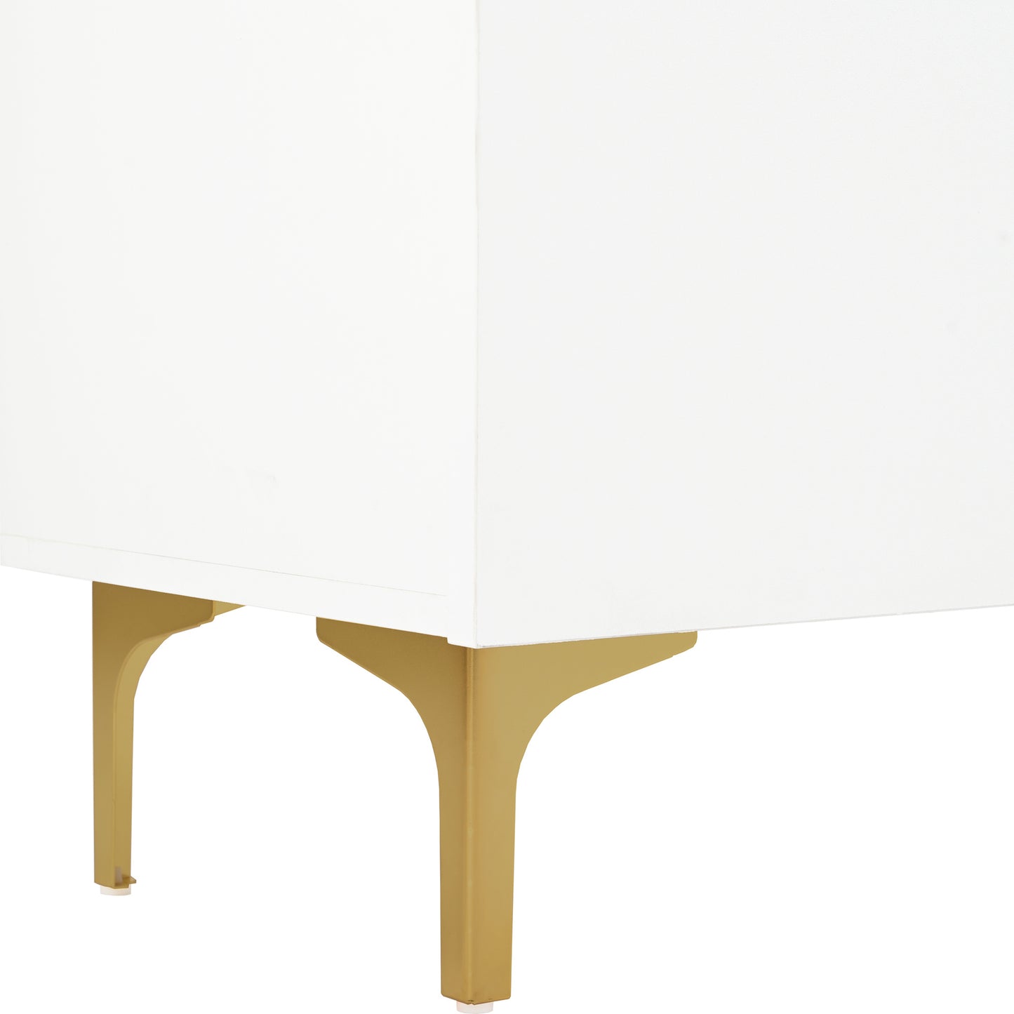 Sideboard – Dressoir – Buffetkast – Opbergkast – Kast – Modern Wit – Greeploos Design – Glasvitrine – Gouden Metalen Pootjes – 150x38x85 cm – MDF