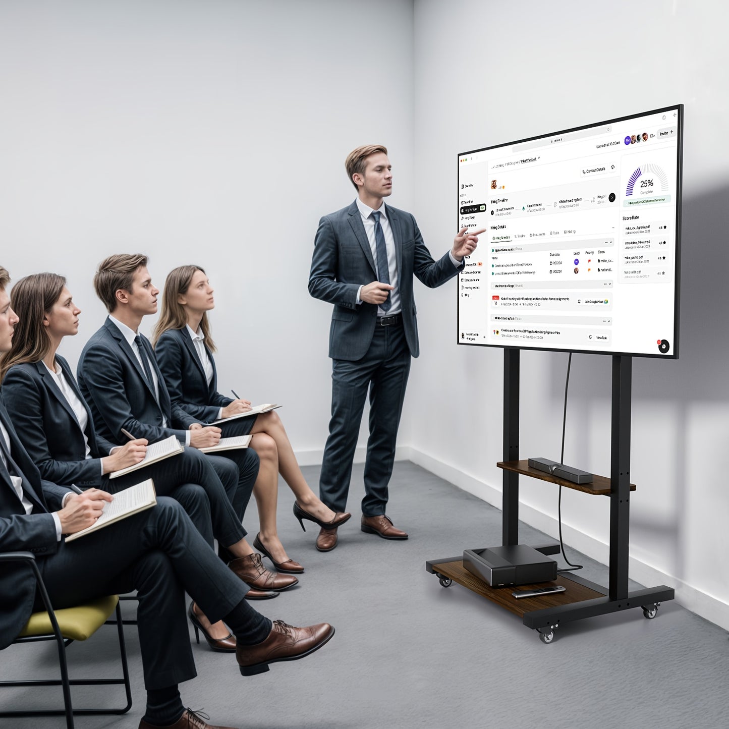 TV-standaard – Mobiele TV-wagen – Verrijdbare TV-houder – Verstelbare TV-voet – TV-meubel – Verstelbare Hoogte 80-108 cm – Stevig Metaal & Houtlook Frame – Voor 40-100 inch TV’s</s>