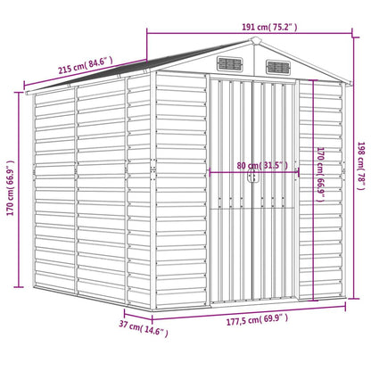 Tuinschuur – Tuinkast – Berging – Opbergschuur – Gereedschapsschuur – Gegalvaniseerd Staal – Ruim 191x215x198 cm – Hoekbescherming