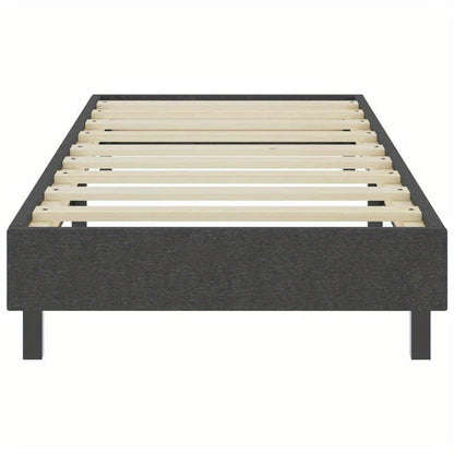 Gray Fabric Slatted Bed Frame 90x200cm - Modern Minimalist Integral Design, Sturdy MDF & Metal Construction, Easy Assembly, Space-Saving Single Bed for Small Bedrooms, Durable Fabric, Comfortable Sleeping Experience (Mattress