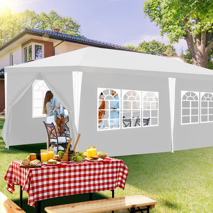 Partytent – Tuinpaviljoen – Feesttent – Tuintent – Paviljoen – 3x6 Meter – Waterdicht PE Materiaal – Met Zijwanden en UV Bescherming - Wit