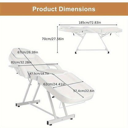 Behandelstoel – Schoonheidsstoel – Massagestoel – Gezichtsbed – Spastoel – Wit – Ergonomisch Ontwerp – Stevig Metalen Frame