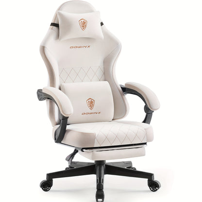 Gamingstoel – Gamestoel – Gaming Chair – Game Stoel – Bureaustoel – Beige – Vleugelrugleuning – Handmatige Kantelfunctie