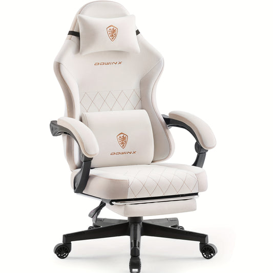 Gamingstoel – Gamestoel – Gaming Chair – Game Stoel – Bureaustoel – Beige – Vleugelrugleuning – Handmatige Kantelfunctie