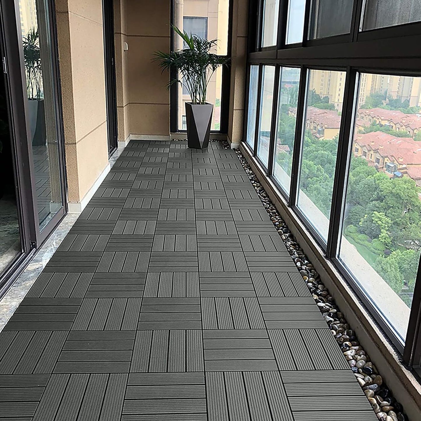 Terrastegels – Kliktegels – Balkonvloer – Patio Tegels – Buitenvloer – Lichtbruin – Duurzaam Vinyl – Eenvoudige Installatie