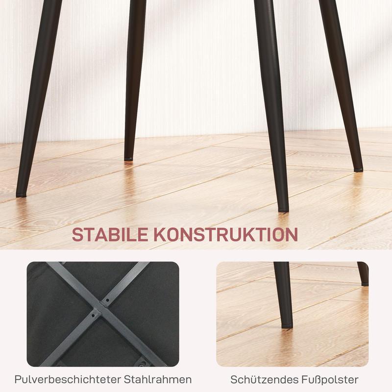 4-Delige keukenstoelenset – Eetkamerstoelen – Stoelenset met rugleuning – Zadelstoel – Woonkamerstoelen – Zachtroze – Ergonomisch ontwerp – Duurzame materialen